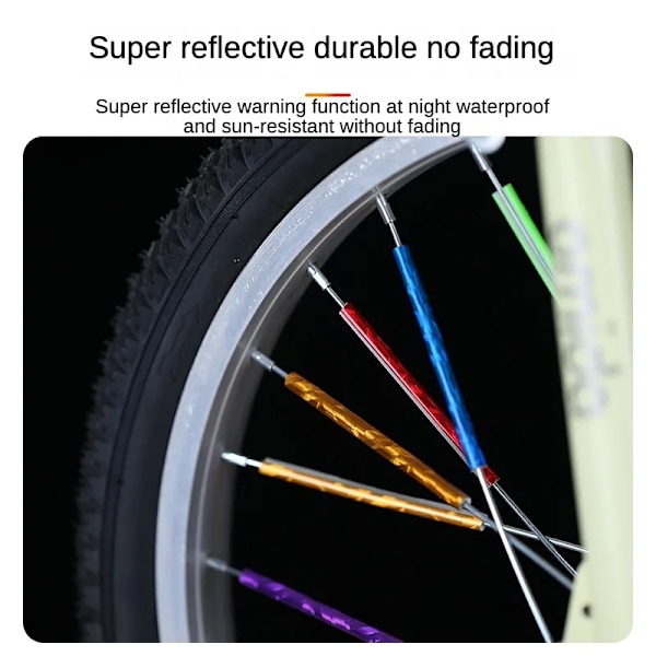 Cykelreflekterande Remsa, Hjul Ekrar Reflekterande Stång Nattvarning Reflekterande Remsa, Cykel Dekorationsremsa Green 12pcs