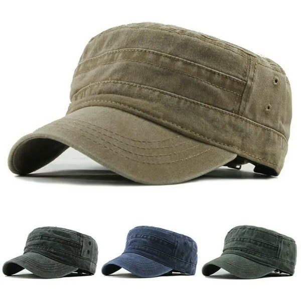 Utomhus Big Head Man Army Platt Cap Stor storlek Ren bomull Cap Sommar Polyester Plus Size Militär hatt army green