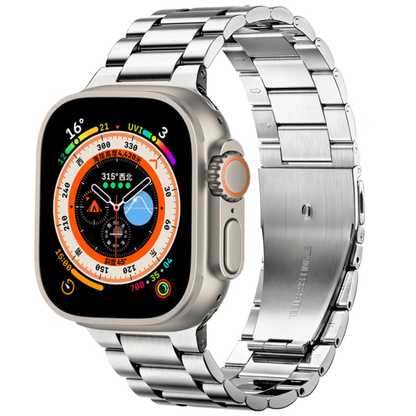 Metallrem för Apple Watch Band 9 8 7 45 mm 41 mm armband i rostfritt stål iWatch Series Ultra 2 49 mm 6 5 4 3 SE 44 mm 42 mm 40 mm Black and tool