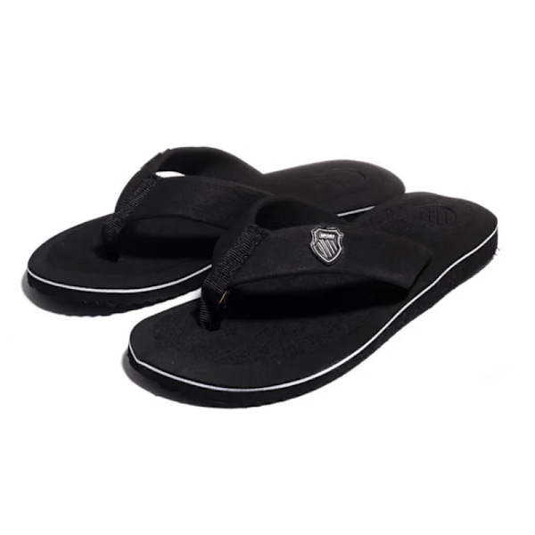 2024 Nya Skor Män Sommar Män Flip Flops Hög Kvalitet Strand Sandaler Anti-Slip Zapatos Hombre Casual Skor Man Tompar black 40