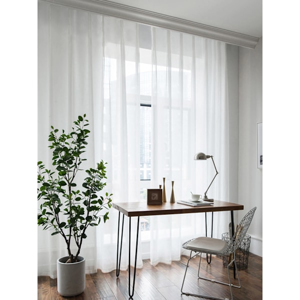 1Pc Ljus-Transmitting Skir Gardin Med Korsmönster För Vardagsrum Och Sovrum Dekoration,Rod Pocket Gauze Ridån White W132cm X H215cm