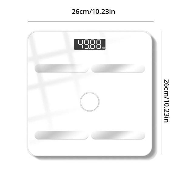 1st svart/vit Bluetooth smart kroppsfettvåg Laddning Elektronisk våg kroppsvåg Vuxen fettvåg Vägning BMI-analysator White Battery