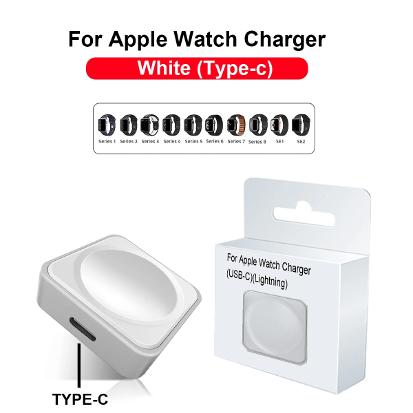 För Apple Watch Laddare Magnetisk trådlös snabbladdare För iWatch Series Ultra 9 8 7 6 5 SE 4 3 2 1 Typ C Lightning Two Port White typec port