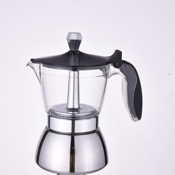 1 st Premium Transparent Moka Pot - 4/6 koppar spishäll espressobryggare för kubanskt kaffe och italiensk espresso - lätt att använda och rengöra