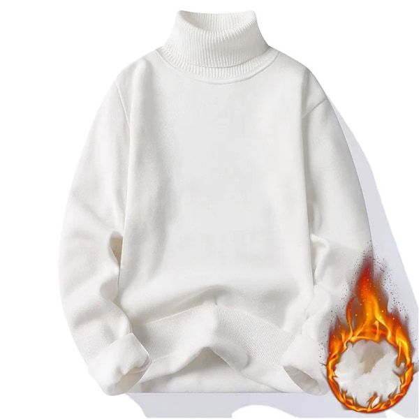 Høst Vinter Mænd Turtleneck Trøje Mænd Strikkede Pullovers Rollneck Strikkede Trøje Varm Mænd Hopper Slim Fi T Casual Trøjer white Asian M