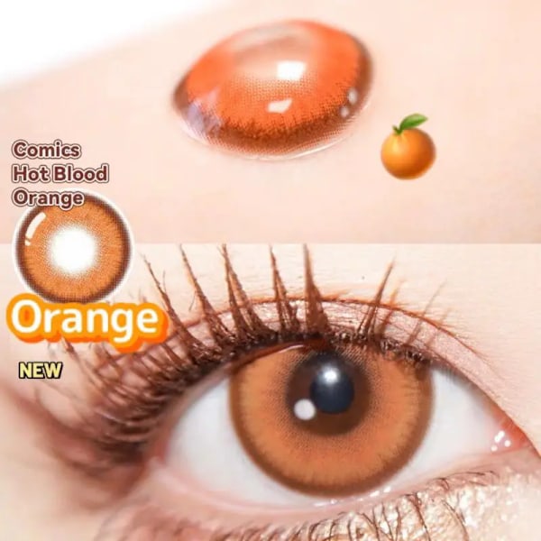 2St Graderade Färgade Kontaktlinser Jewelens Anime Cosplay Softlens 14,2Mm Orange -5.50