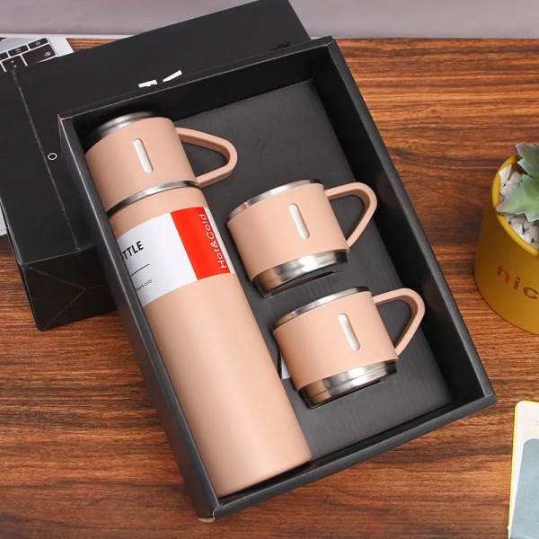500ml 304 rostfritt stål vakuumisolerad flaska set kontorsstil kaffemugg termos flaska bärbar kolv karaff grey Set