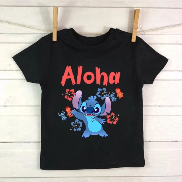 Skjorta Barn Barn Lilo Stitch Tecknad T-shirt Stitch Söt Manga T-shirt Y2k Grafisk T-shirt Tjej Pojke Topp Tees Kläder black938 11T-12T(5XL)