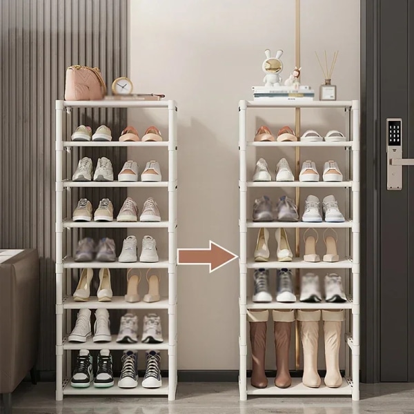 5/6/7/8 Stapelbart Skoskåp Utrymmesbesparande Sneaker Organizer för vägghörnskor Hylla Justerbar Skoskåp Skoförvaring 6 layer white width