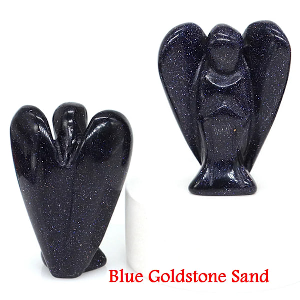 1,5\" Ängelstation Naturlig Sten Snidad Kristall Reiki Healing Gemstone Figur Hantverk Present Hem Dekor Prydnad Prydnader Blue Goldstone Sand 1 PC