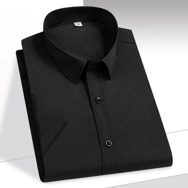 Herrskjorta kortärmad elastisk silkesskjorta i massiv is Lättskött Formell Bekväm klänning Skjortor Man Basic Man Kläder Light Blue 6XL-45