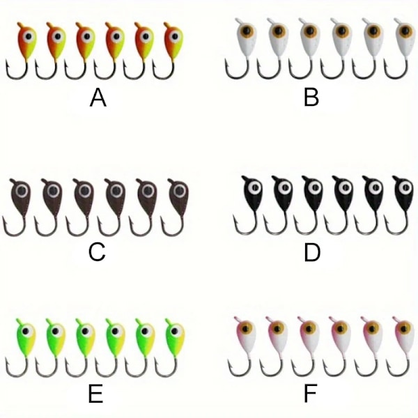 Ackibbik 6-pack Isfiskejiggar Små Isjiggar för Vinterfiske 9g Mini Isfiskejiggar för Gös, Solöga D