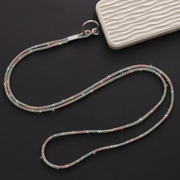 Luksus Rhinestone Mobiltelefon Lanyard Diamant Mobiltelefon Fald Anti-Tab Hængende Prydgenstande Vedhæng Nøglering Glitter Cor Core D Reb pink