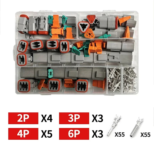 152 Pcs Deutsch Dt Serie Vattentätt Trådkopplingsats Dt06-2/3/4/6/12S Dt04-2/3/4/6/8/1 2P Bilförseglad Plugg Med Stiftboxan 4P whole set 1 Sets