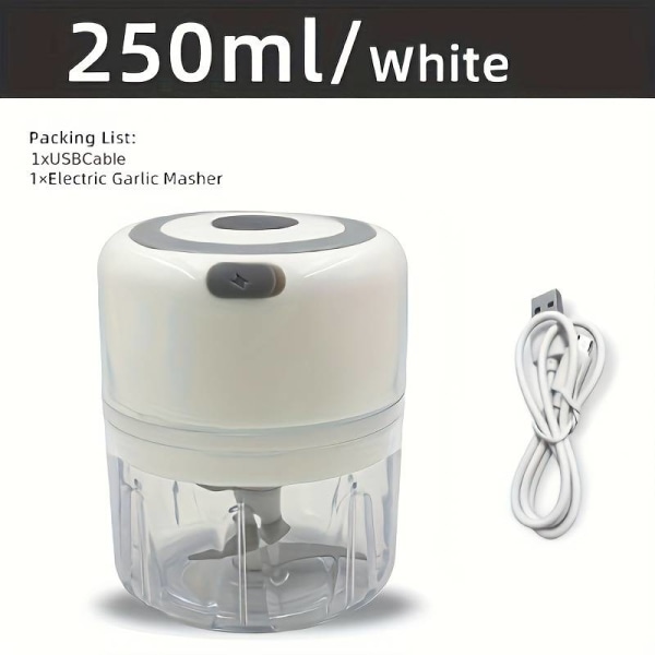 1 Piece Of 250ml Capacity, USB Rechargeable Cooking Machine, Kitchen Garlic Mixer, Electric Shredder, Small Automatic Cooking Machine