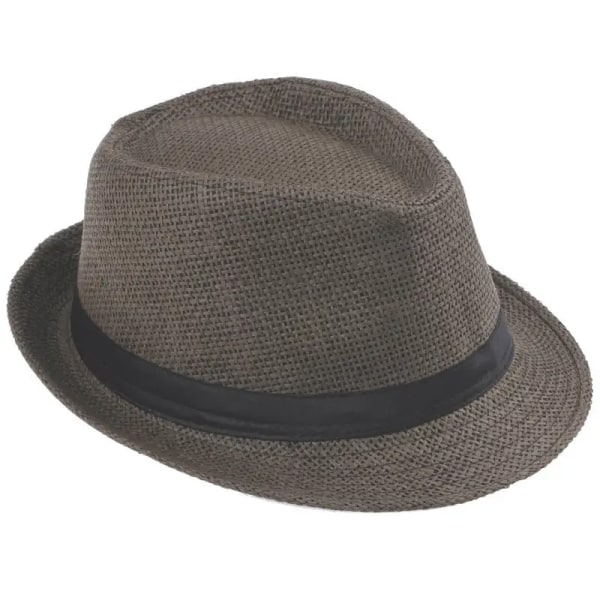 Het unisex kvinnor Män Mode Sommar Casual Trendig Strand Sol Halm Panama Jazzhatt Cowboy Fedora hatt Cap White