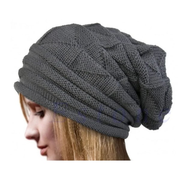 Vintermössa i Silkesatinfodrad Chunky Cap för Kvinnor Män Unisex Stickad Lös Beanie Hatt Vinter Varma Hattar Slouchy Skullies Ull Beanies B-Deep Grey