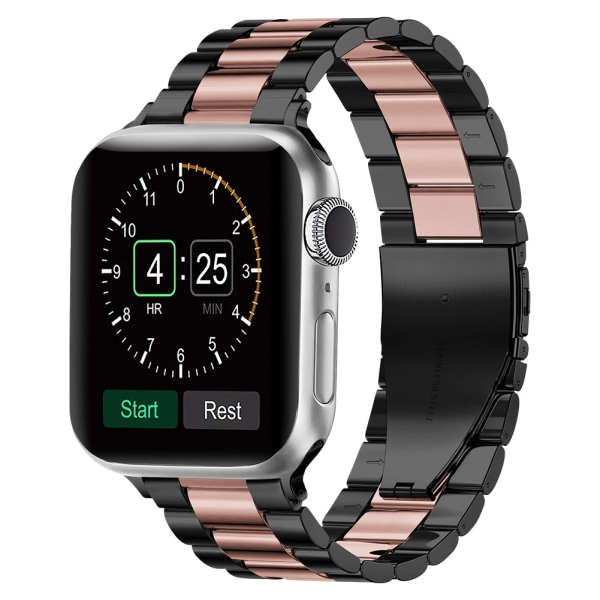 Metallrem För Apple Watch Ultra 49mm 8 7 45mm 41mm rostfritt stål smart watch armband För iwatch 6 5 4 3 SE 44mm 42mm 40mm Black rose powder For 42mm 44mm 45mm