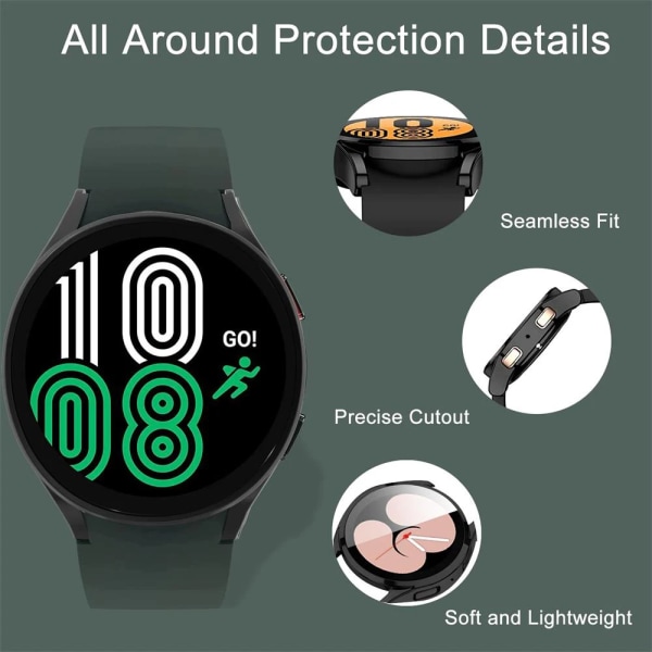 Glas+ Case för Samsung Galaxy Watch 5 pro 45mm tillbehör PC Bumper Cover All-Around Skärmskydd Galaxy Watch 5 40mm 44mm black Galaxy watch 5 44mm