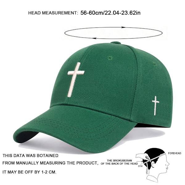 Unisex Kors Broderi Baseball Cap Justerbar Golf Hat Bomull Snapback Caps Casquette Hats Casual Hip Hop Da. Hatsar Green