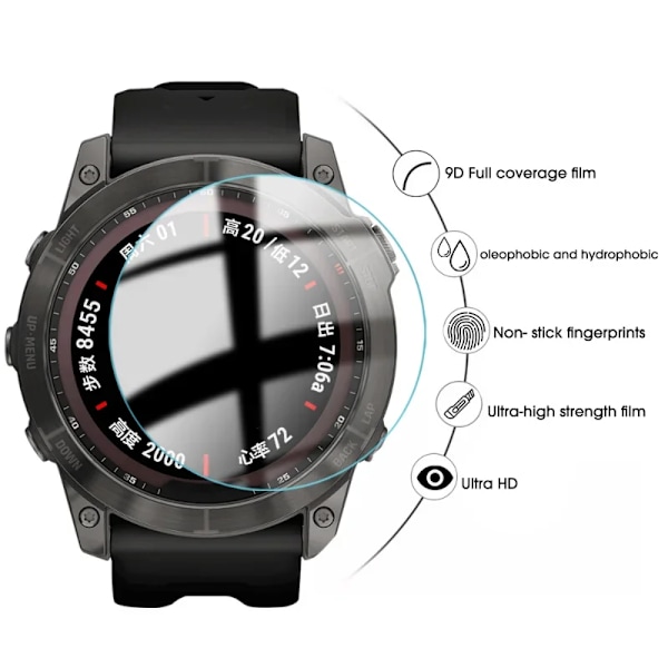 Hærdet glas til Garmin Fenix 7 7S 7X 6S 6X Pro Sapphire HD skærmbeskytter film til Fenix 7 7S 7X smartwatch tilbehør For Fenix 7 2PCS