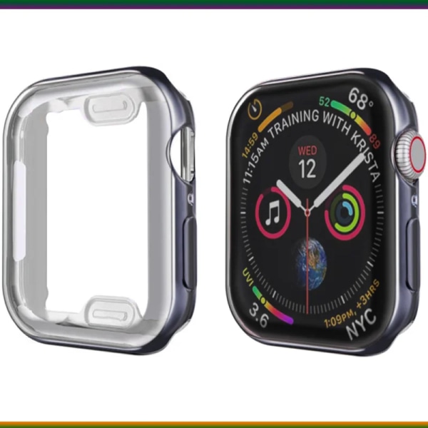 Cover watch för Apple Watch Series 8 7 6 5 case 3 2 SE Silikon genomskinligt case Skärmskydd iWatch 38 40 41MM 42 44 45MM Space Gray 9 40mm series 654 Se