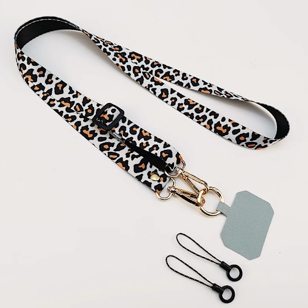 Leopard Skriv Ut Crossbody Mobiltelefon Lanyard Strap Nacke Mobiltelefon Lanyards Kedja Med Universal Packning För Alla Telefon Kasa E white