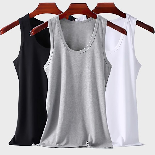 6 stk. Mænd Bomuld Atletiske Tank Top Ærmeløs Tank A-Shirt Åndbar Fugt-Vikande Undertrøje Sommern Lette Underbukser White Grey Black 2XL(70-80kg)