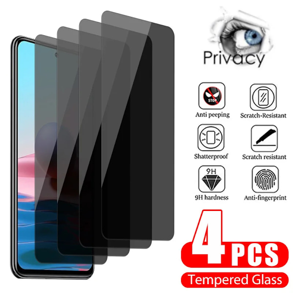 4Pcs Sekretess Glas För Redmi Note 12 11 10 Pro Plus 5G 11S 10S 9S 8 Pro Skärmskydd Mot Skärm För Redmi 10C 10 9A 9C 9C Glas Redmi 9A 4PCS Privacy Glass