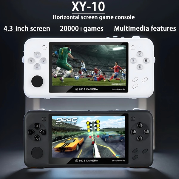 XY-10 horisontell skärm 4,3-tums handhållen spelkonsol, retroklassisk PSP, elektronisk spelkonsol, musik multimediaspelare black