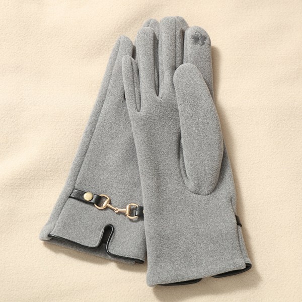 Varma vinterhandskar för kvinnor med känsliga pekskärmsfingrar, fleecefodrade vindtäta handskar Grey