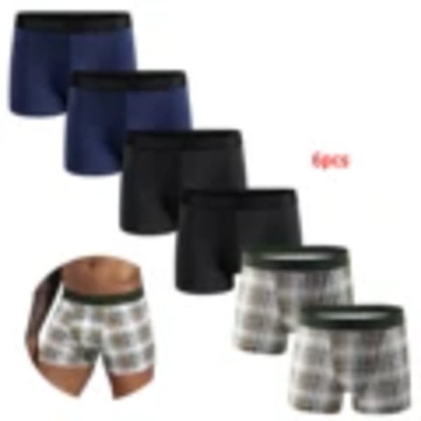 6St Pack 2024 Män Trosor Bomull Underkläder Han Varumärke Boxer Och Underkläder För Homme Lyx Set Shorts Ruta Klippsats 6pcs-W1 L