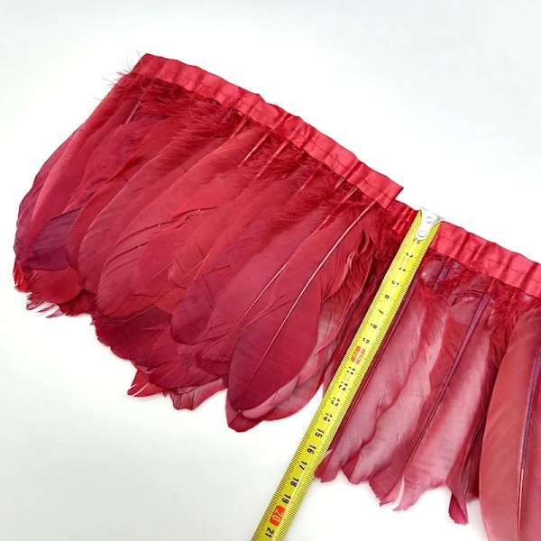 2 meter Gæssefjer Kant Trim Plumes DIY Nålarbejde Tilbehør Syning Bånd Til Bryllupskjole Dekoration Håndværk 15-20cm Red feathers 2meters