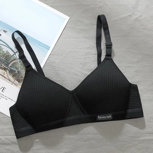 Bomullsunderkläder Kvinnor AB Cup BH Trådlös Gathered Comfort V Bysthållare Push Up Underkläder Bralette För Kvinnor Seamless BH:ar black XL 38 85AB