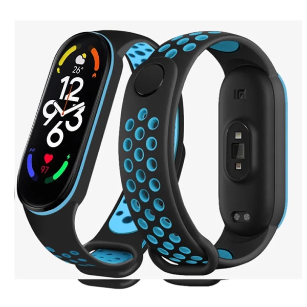 Watch för Xiaomi Mi Band 7 6 NFC Armband Silikon Smart armband Miband 4 Bälte pulseira correa mi band 3 4 5 rem 26 black blue Mi band 7