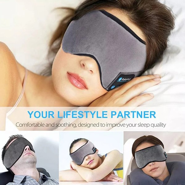 Fone Bluetooth Earphones Sport Sovband Elastisk Trådlösa Hörlurar Music Eye Mask Trådlös Bluetooth Huvud Uppsättning Huvudbanden Black