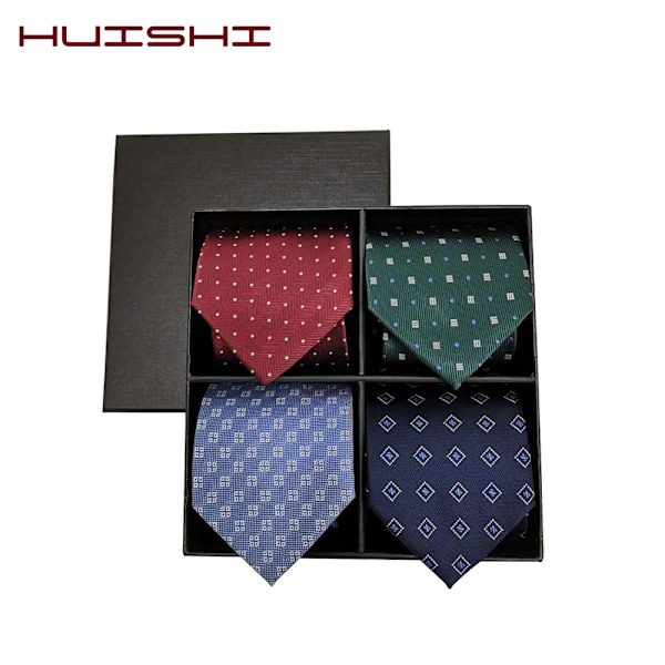 HUISHI 8CM 8 Styles Mænds Solid Mørkeblå Farve Halsbind 6cm Vandafvisende Jacquard Halsbind Daglig Brug Cravat Bryllup Fest Til Mænd TP 18