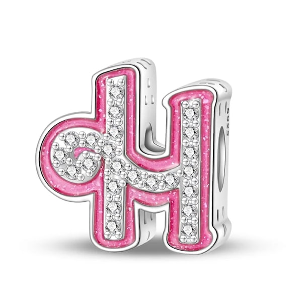 S925 Sterling Silver Pink Alphabet Series Beads Charm Fit Original Pandora Bracelet For Women Birthday Fine Jewelry Gift Hot PAC1236-H