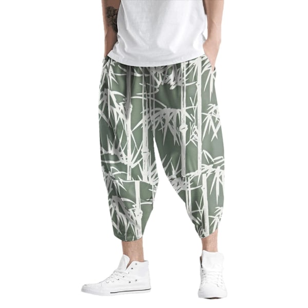 Solid Färg Harem Baggy Man Byxor Loose Bottoms Casual Joggers Sportswear Lantern Byxor Mäns Elastiska Byxor S Pantalones Grey-3 M