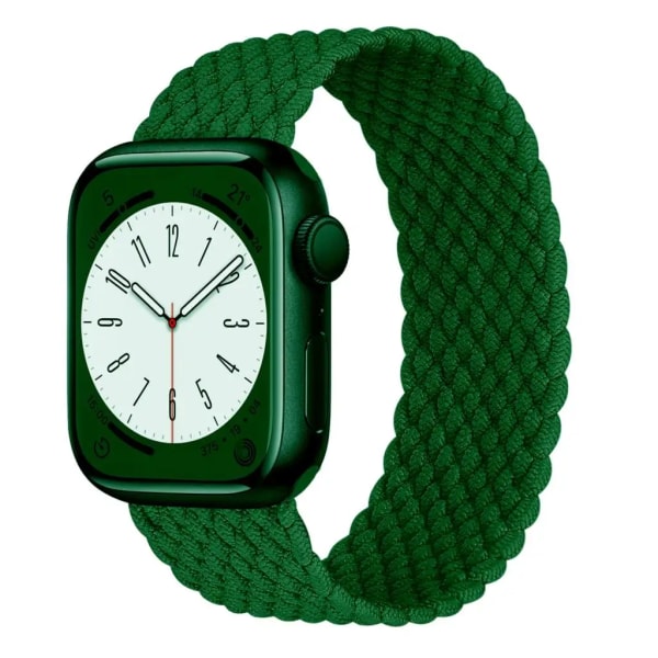 Flätad Solo Armband För Apple Watch Band 45mm 49mm 44mm 42mm 41mm 40mm Nylon Correa Armband iWatch series 9 7 SE 6 8 5 Ultra 4 3 Ink green L