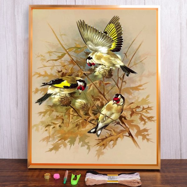 Animal Bird Cartoon Printed Canvas Cross Stitch Kit DIY Brodery Craft Handgjord målning Stickning Kampanjer Paket stämplat HMA70793 40x50cm