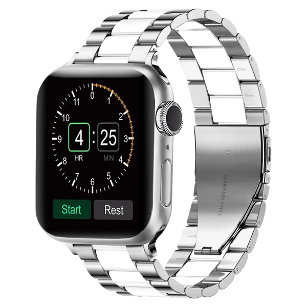 Metallrem För Apple Watch Ultra 49mm 8 7 45mm 41mm rostfritt stål smart watch armband För iwatch 6 5 4 3 SE 44mm 42mm 40mm Silver white iWatch Ultra 49mm