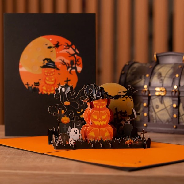 Hallowmas Invitationer Gavekort 3D Halloween Pop Up Lykønskningskort til Børnefest Flower Truck Card