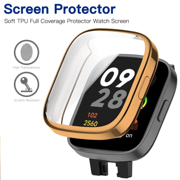 Case för Redmi Watch 4 Smart Watchband Mjuk TPU cover för Xiaomi Redmi Watch 3 Active Lite Tillbehör Gold Redmi Watch 4