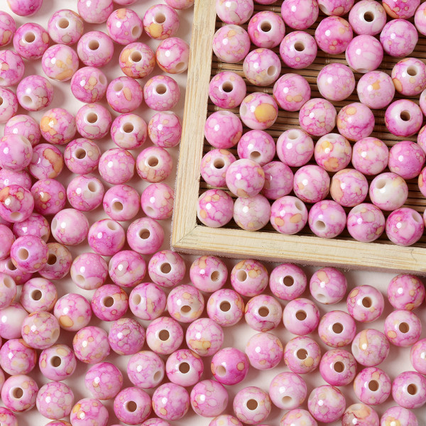 100 STK 8 mm spruckna pärlor Akryl Lösa distanspärlor för smyckestillverkning Handgjorda DIY pärlarmband örhängenstillverkning Smyckesmaterial Beige