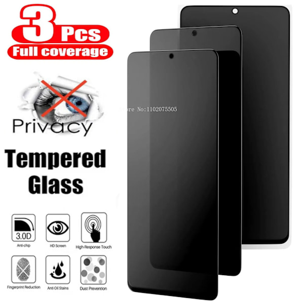 3Pcs Anti Spy Sekretess Glas För Samsung Galaxy S21fe A54 A34 A14 A55 5G Skärmskydd A. 53 A35 A15 A05 S20fe Härdat Glas For Galaxy A34 Anti Peeping