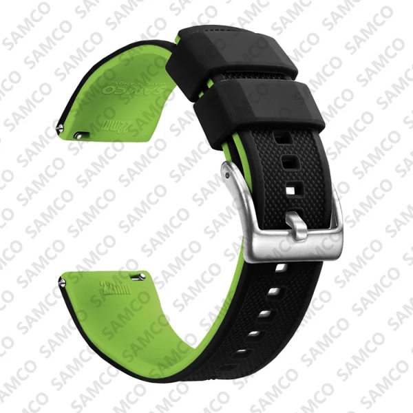 Premium silikon watch Quick Release gummi watch 18 mm 20 mm 22 mm watch Byte av watch Black Grass Green 1