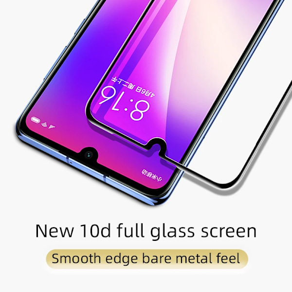 9D Skærmbeskyttelse til Xiaomi Redmi Note 7 8 8T 9 9S 10 Pro Hærdet Skærmbeskytter Redmi 7 7A 8 8A 9A 9C Sikkerhedsglasfolie For Redmi Note 8T Black