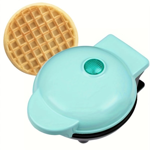 1st mini bärbar våffelmaskin gör, hembakad våffelmaskin, perfekt present, köksutrustning, frukostmaskin Blue(US Plug)