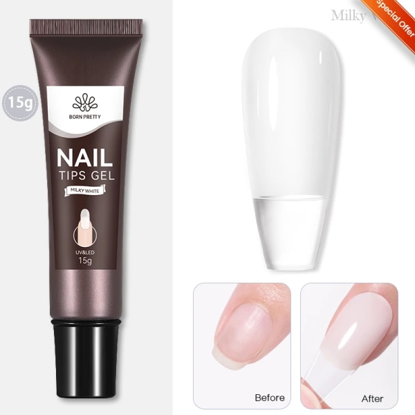 Gel För Nail Extension Clear Glitter Extension Soak Off UV Gel Polish Nail Art Akryl UV Gel Polish Manikyr Tips Gel Milky White